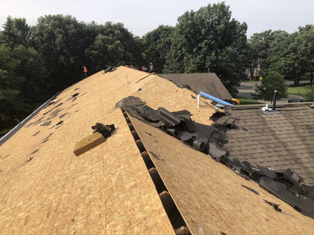 Townhome association roof replacement in Alexandria, MN with fully prepared roof decking