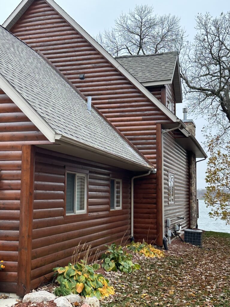 Completed roof replacement on a Lake Reno home near Glenwood, MN