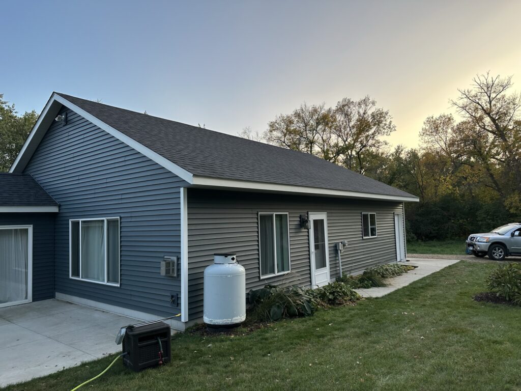 New roof and siding, finished at golden hour
