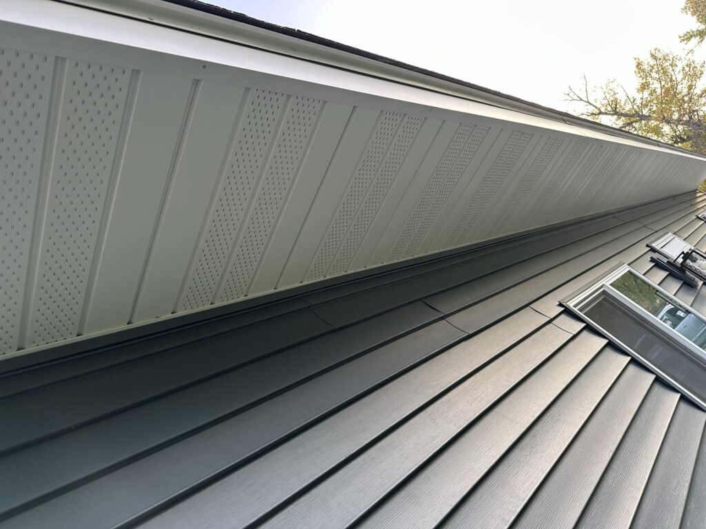 Vented soffit and custom bent fascia